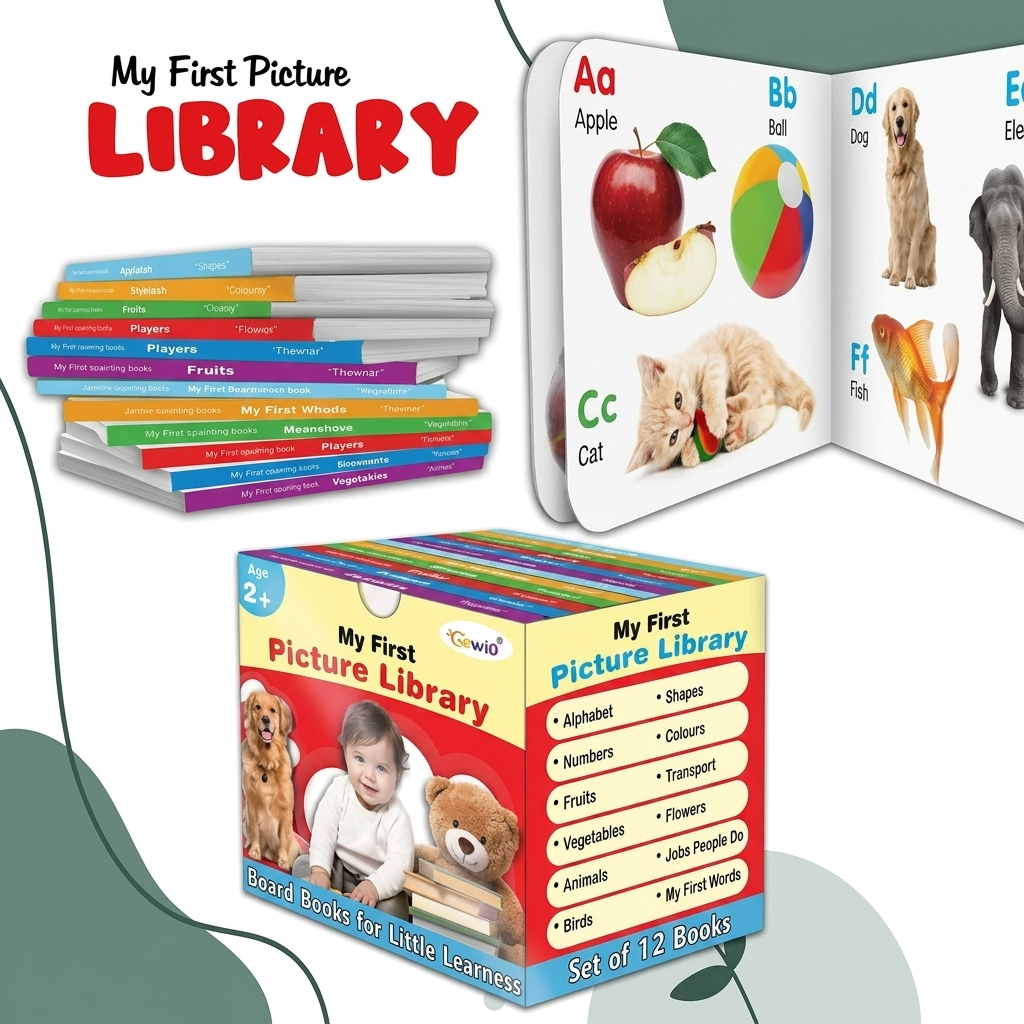 My First Complete Learning Library – 12 Board Books Set for Kids | Early Learning Educational Box for Toddlers (Ages 1–7)