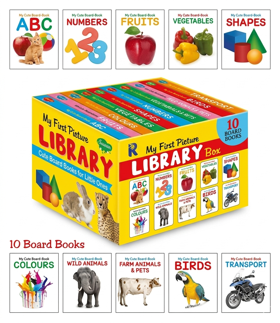My First Complete Learning Library – 12 Board Books Set for Kids | Early Learning Educational Box for Toddlers (Ages 1–7)