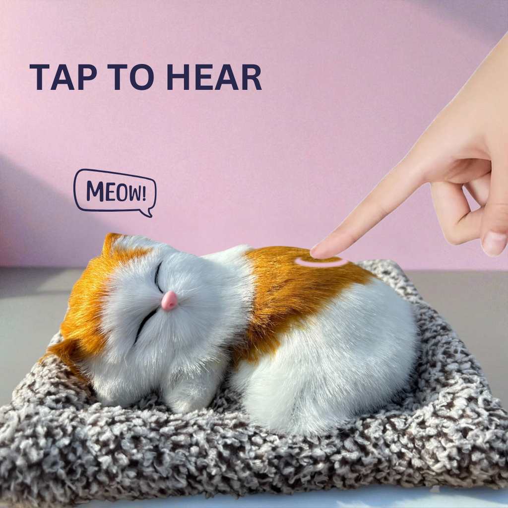 Cute Sleeping Cat Plush Toy with Meow Sound, Heart-Melting Gift for Loved Ones
